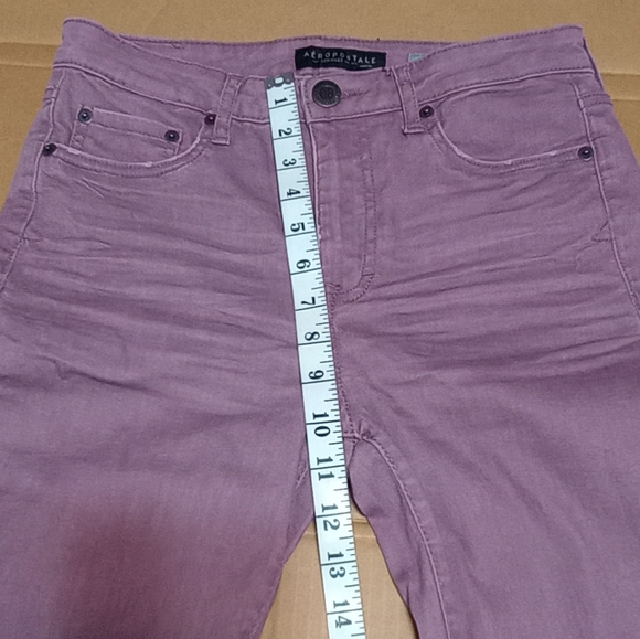 Aeropostale Designed NYC Knees Rips Grape Skinny High Waisted Jegging Jeans - Picture 11 of 11